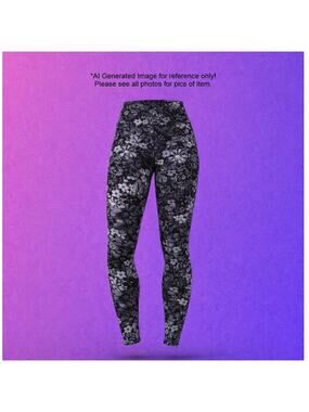Womens Black & White Floral Butterfly Super Soft Fashion Leggings Size Medium